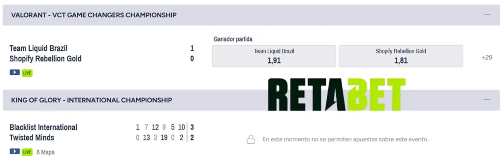 Apuestas en eSports en RETABET España